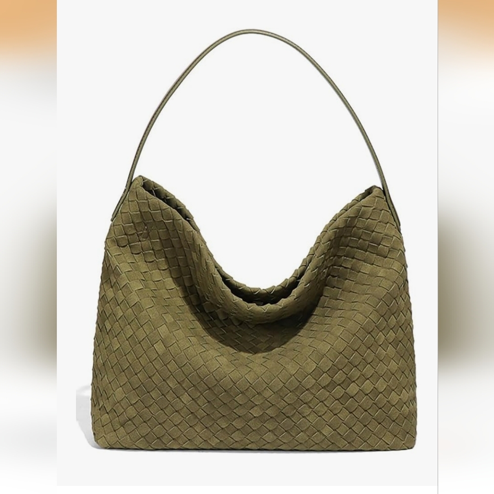 Elegant Olive Green Woven Women's Bag